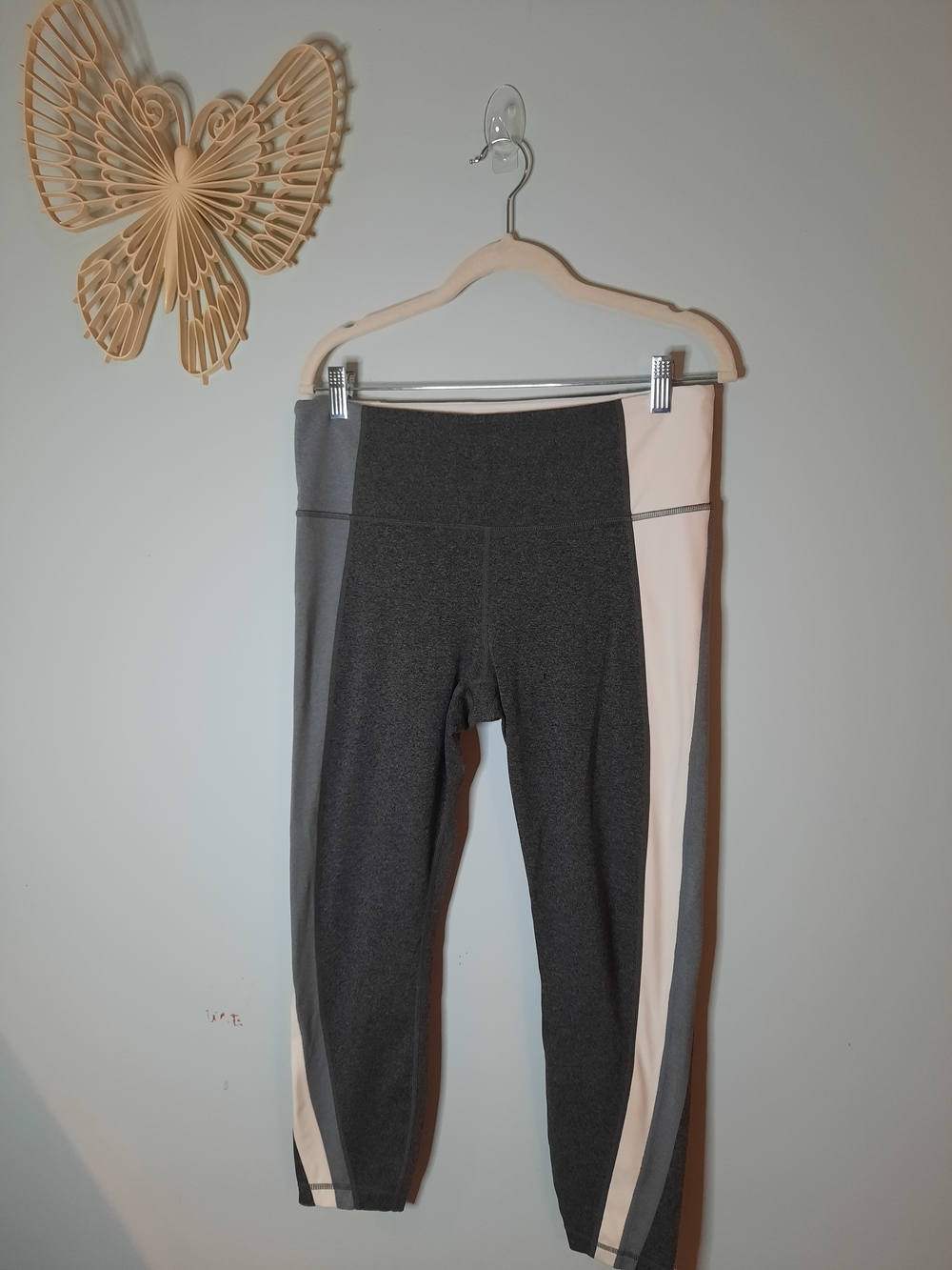 Athleta Women's Sz L Color Block Leggings In Black,‎ Grey, White, Athletic, Slim